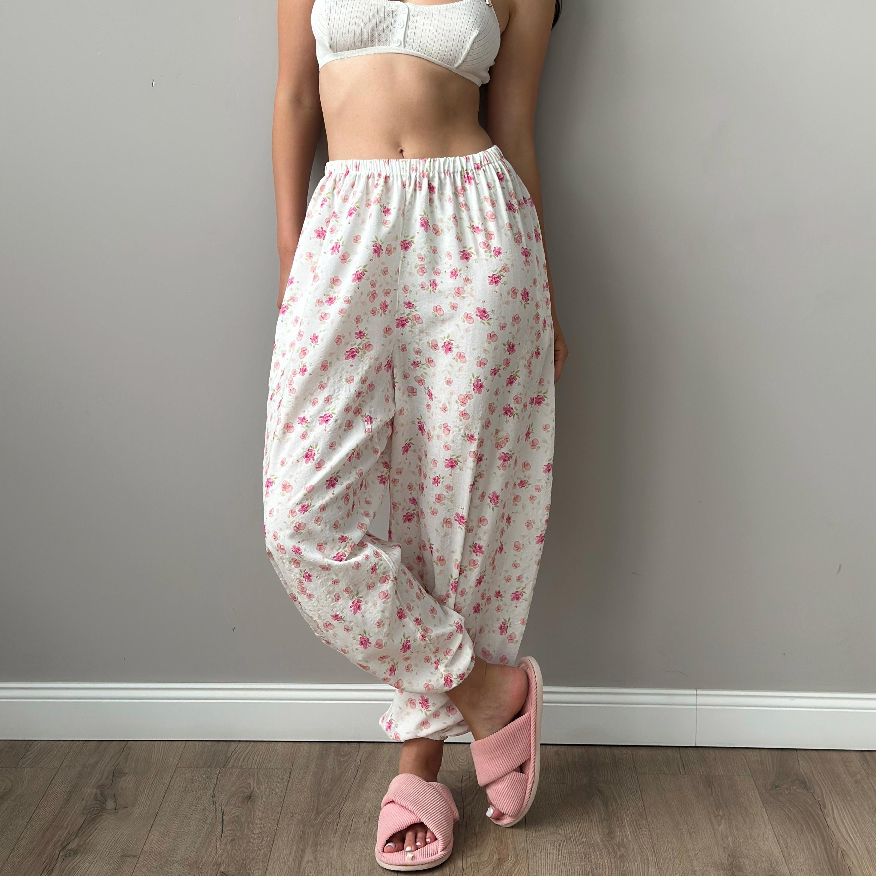 Organic Cotton Pajama Pants: Floral Wide Leg Trousers - Etsy