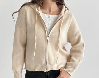 Zip-Up Cardigan Sweater: Soft and Warm Knit Jacket for Women