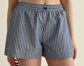 Striped Cotton Sleep Shorts: Women’s Lounge Pajama Bottoms