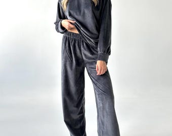 Pyjama Femme Hiver Doux Pyjama Hiver Femme Ritosta 2 Pièces - Haut Manches Longues + Pantalon Polaire | Doux Et Chaud Vêtement Maison Hiver