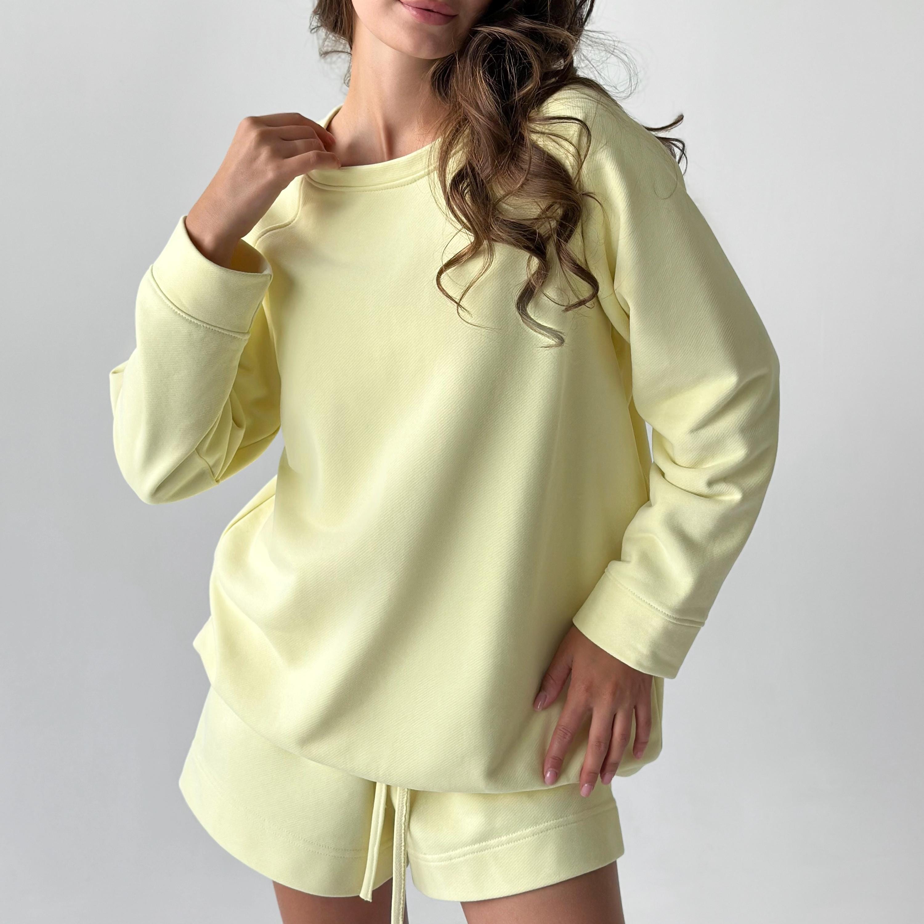 Cotton Oversized Sweatshirt: Soft Lounge Pullover Casual Top for Women
