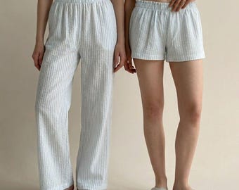 Muslin Pajama Bottoms: Gauze Lounge Pants and Cotton Sleep Shorts for Womens Sleepwear