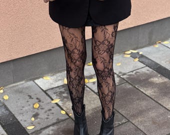 Black Lace Fishnet Tights: Sheer Pantyhose for Womens Gothic Hosiery