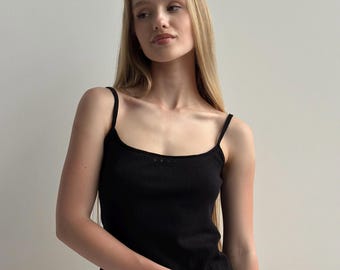 Ribbed Cotton Tank Top: Handmade Loungewear for Women's Sleepwear