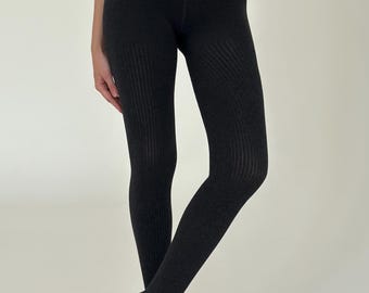 Women’s Cotton Ribbed Tights – Thick Pantyhose
