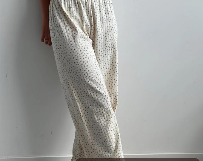 Organic Cotton Pajama Pants: Women's Ribbed Sleep Lounge Wear