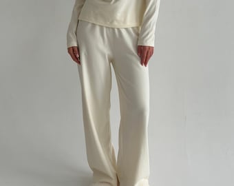 Cotton Blend Lounge Pants: Comfy Loose Pajama Bottoms for Sleepwear