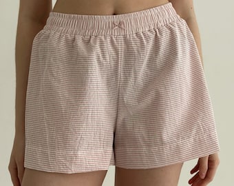 Striped Cotton Pajama Shorts: Women’s Lounge Sleep Bottoms