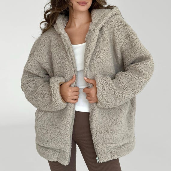 Oversize Teddy Sherpa Hoodie: Warm Loungewear for Fall Homewear