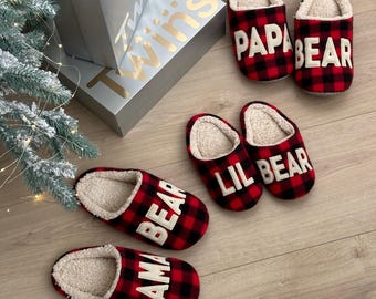 Matching Family Bear Slippers, Cozy Christmas Shoes