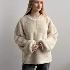 Sherpa Teddy Fleece Sweatshirt: Mysig varm överdimensionerad plyschgåva