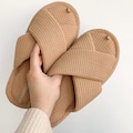 Waffle Cross Slippers: Comfortable Indoor House Shoes for Women Guests product logo