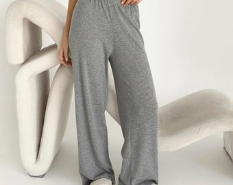 Ribbed Cotton Lounge Pants: Women's Soft Pajama Bottoms
