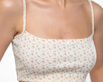 100% katoenen pyjamatop met bloemenprint: romantische nachtkleding, zachte loungekleding