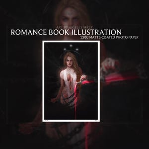 Ilustracja z książki o romansie – wydruk artystyczny – sztuka ścienna fantasy, wystrój książkowy, ilustracja romansu, estetyka romantyczna – 19, 20,
