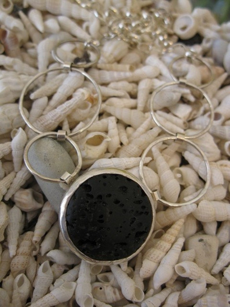 Black Lava stone Loops Necklace Etsy