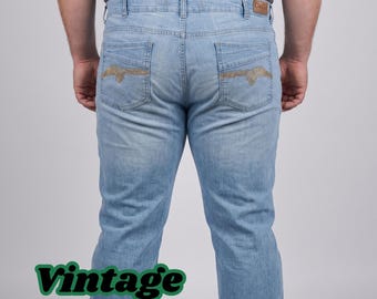 Vintage D&G Dolce and Gabbana Baggy Jeans | Y2K Embroidered Studded Denim (Made in Italy)