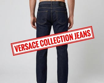 Vaqueros Versace Collection – Denim de lavado oscuro, pierna recta para hombre (81 cm) / M