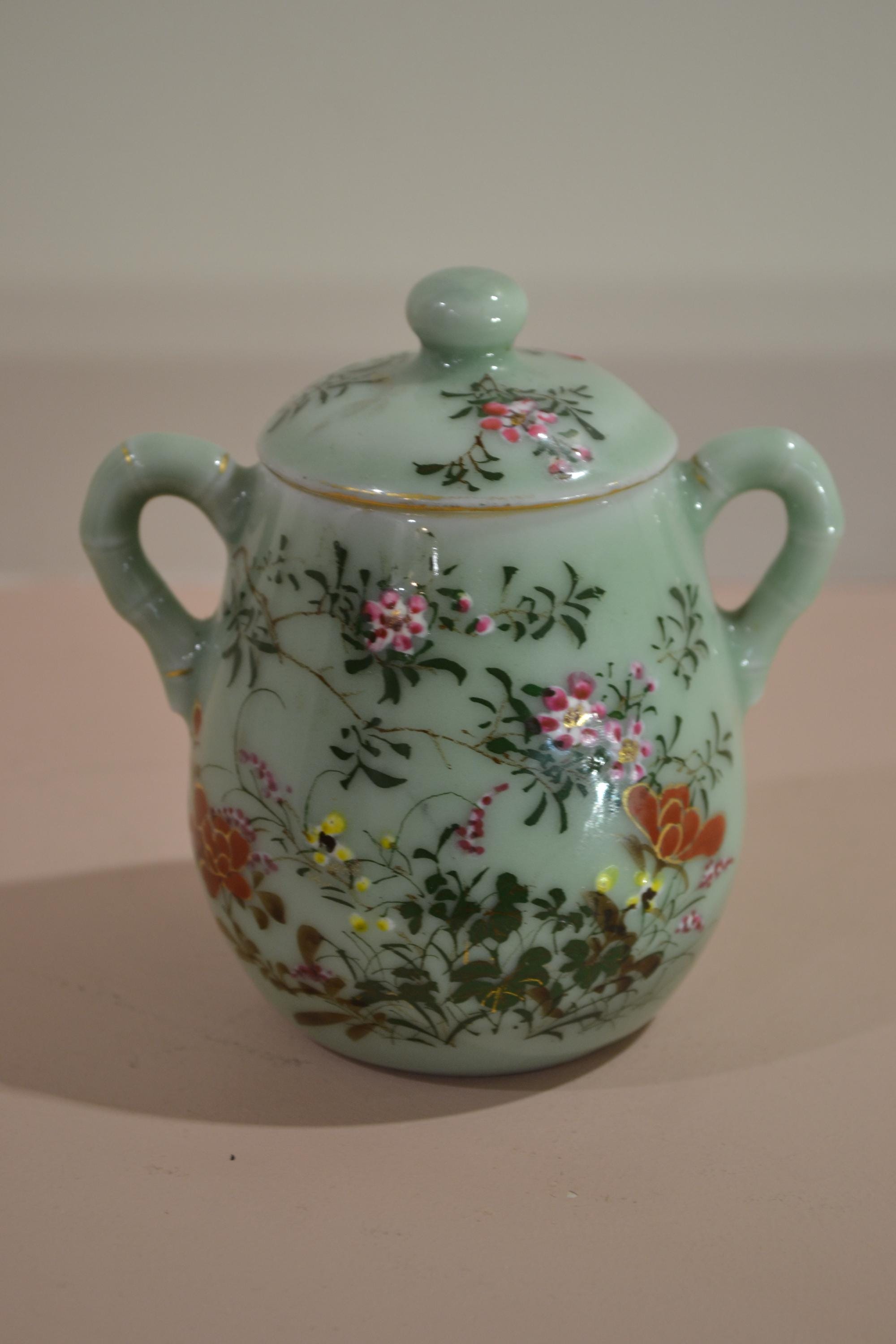 明治時代頃・瀬戸・加藤春逸（二代・加藤作助）・志野・柳絵・四