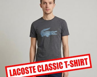 Lacoste T-Shirt – Size S – Classic Gray with Blue Crocodile Logo – Designer Casualwear