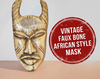 masque de style africain vintage | Décoration murale tribale en faux os | Petit visage de chaman
