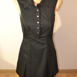 Karen Millen Vintage Black Sleeveless Dress – Size S / M – Elegant A-Line Style – 2000s Fashion