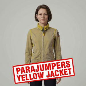 Parajumpers jacka gul dampyjamas med lapp Lätt urban sällsynt modern gatustil