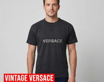 Vintage Versace Classic V2 T-Shirt Black Logo Tee | 90s Designer Streetwear - size S / M