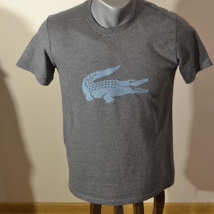 Lacoste T-Shirt – Size S – Classic Gray with Blue Crocodile Logo – Designer Casualwear
