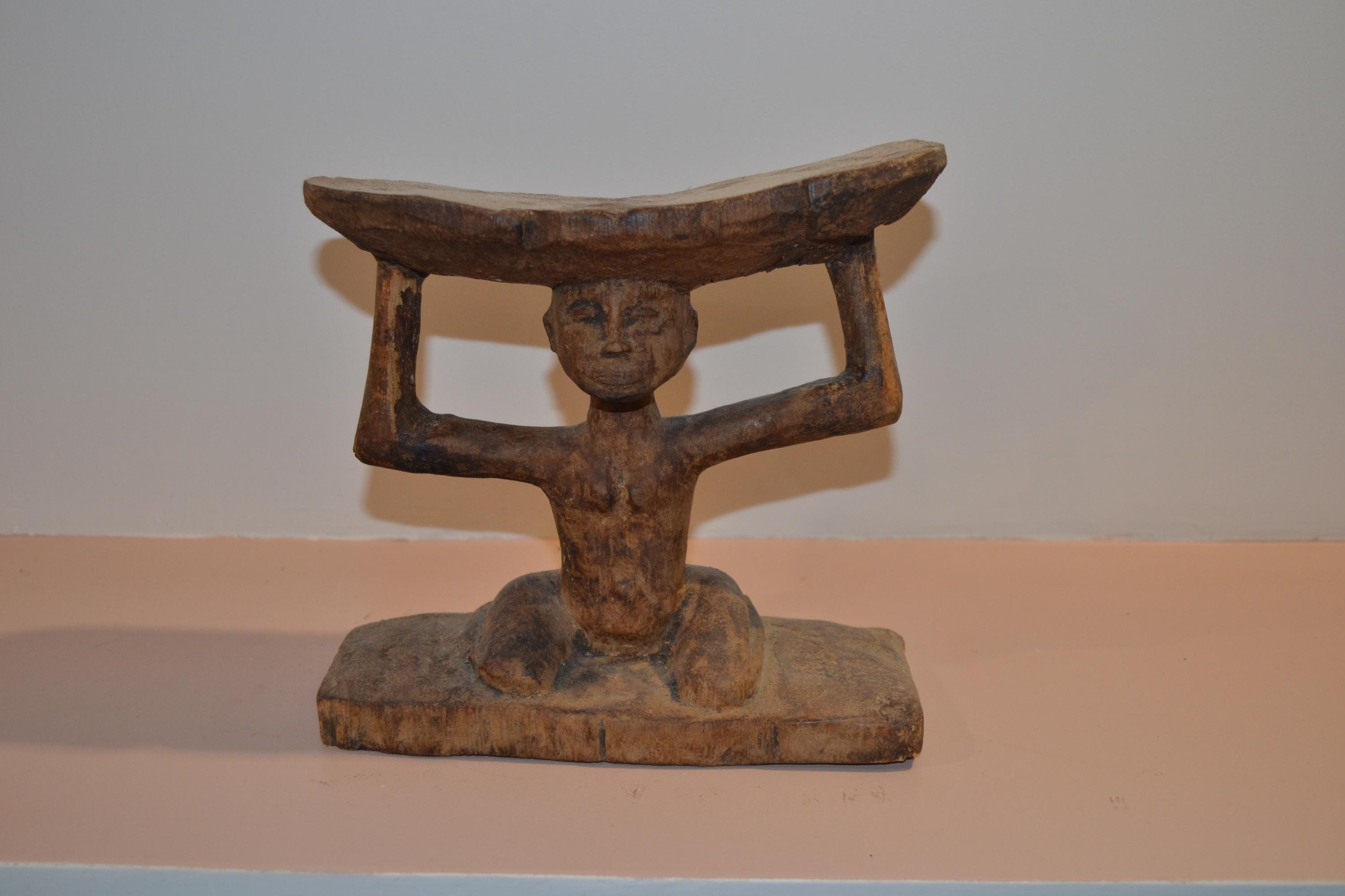 Reposacabezas Decorativo Luba Africano - Figura De Pareja Abrazada, Réplica En Resina, Arte étnico Para Decoración