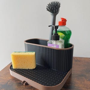 Custom Kitchen Sink Organizer with Drainage – Large Caddy for Bottles, Sponges & Scrubbers | Kitchen Decor