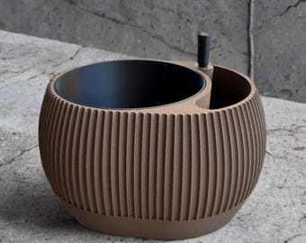 Self-Watering Planter Pot – Modern Indoor Plant Pot for Desk, Shelf, Windowsill | Minimalist Ribbed Design