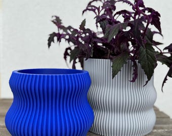 Wavey Ribbed Flower Pot: Eco-Friendly Plant Planter, Indoor Outdoor