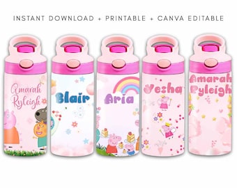 12 Unzen Tumbler Wrap PNG, Peppa Pig, Kids Sublimationsdesign (Digitaler Download)