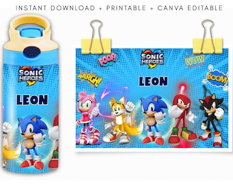 Emballage pour verre 12 oz SONIC, inspiré de Disney, thème océan, polynésien, téléchargement numérique, modifiable sur Canva, sublimation, cadeau pour enfant