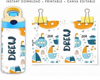 Emballage pour gobelet 12 oz PNG, thème sous la mer océan, sublimation pour enfants (téléchargement numérique)