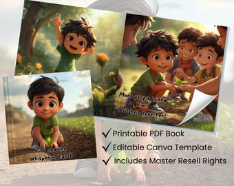 Histoire de planter des arbres pour enfants à imprimer, livre environnemental pour enfants, livre de contes modifiable sur toile, livre pour enfants personnalisé Mavy, PDF préscolaire