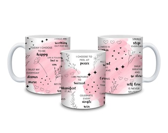 Emballage de tasse d'amour de soi PNG | Design motivant par sublimation | Emballage pour tasse Citation inspirante 11 oz 15 oz | Tasse à café de luxe PNG | Téléchargement instantané