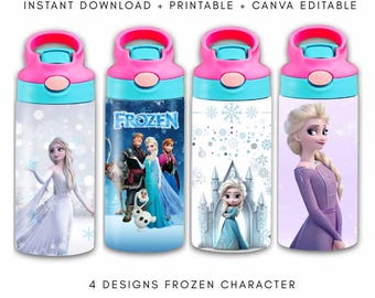 Emballage pour gobelet 12 oz PNG, FROZEN ELSA and Anna, design sublimation pour enfants (téléchargement numérique)