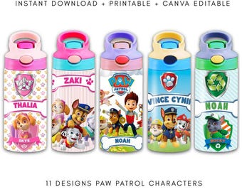 PAW PATROL Tumbler Wrap Vorlage für Kinder Bearbeitbare Canva Sublimation Printable Digital Download Design