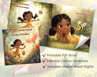 Livre d'histoires de fleurs de lilas pour enfants | PDF imprimable + lien modifiable Canva | histoire d'abeilles et de jardin | 20 pages d'histoires pour l'heure du coucher | Livre pour enfants