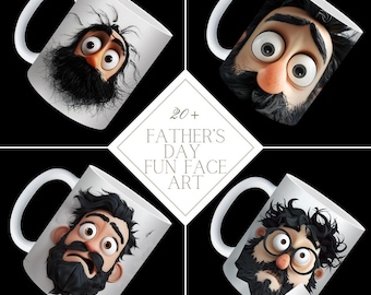 20 modelos divertidos para o Dia dos Pais no Canva | Designs para sublimação em canecas com fotos do papai | Canecas de 325ml e 445ml | Caneca com foto engraçada do papai | Download digital