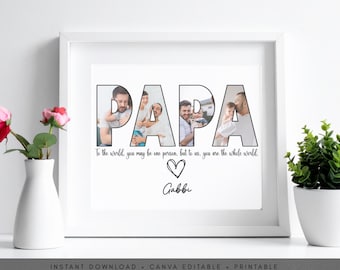 Father’s Day Frame Printable | Papa Daddy Dad Photo Frame | Editable Canva Template | Digital Download Wall Art Gift