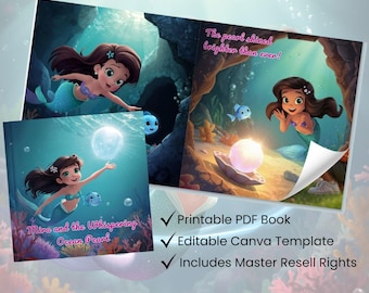 Livre d'histoires de sirène pour enfants | PDF imprimable + Toile modifiable | Aventure océanique | Livre pour enfants Under the Sea | 20 pages d'histoires au coucher pour les 3-8 ans