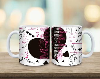 Emballage pour tasse pour la Fête des Mères PNG | Merci maman sublimation design | Modèle d'emballage de tasse de 11 oz et 15 oz | Tasse à café florale de luxe | Téléchargement instantané