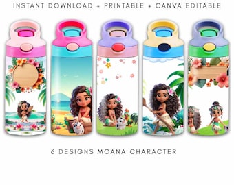 Emballage pour gobelet 12 oz PNG, MOANA, sublimation pour enfants (téléchargement numérique)