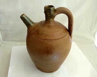 Terracotta vase jug Apulian flask small spout vintage 20th century, Vintage Amphora Vase Handmade Italy, Terracotta Flask Italy
