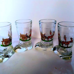 Vintage Sicilian Cart Glass Set, Italy, Vintage Liquor Glasses, Collectible Design, Retro Made in Italy from the 1960s, Souvenir Sicily Glass