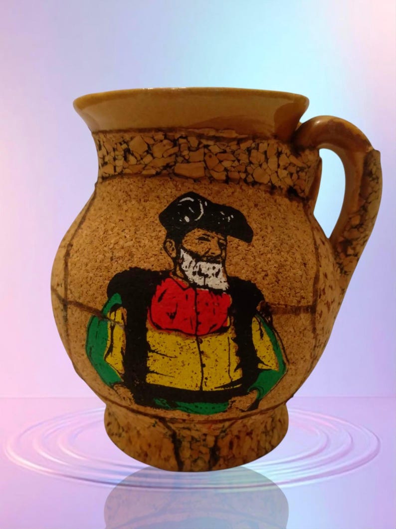 Ánfora SARDA de cerámica y corcho, vintage, hecha a mano en Italia, Jarrón artístico sardo, Arte sardo, Ánfora vintage de cerámica sarda imagen 1