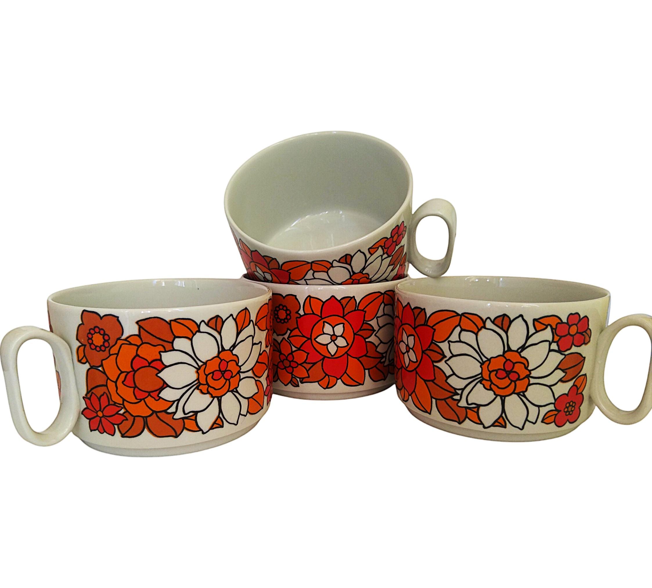 Tognana Des Arts Chic Set 4 Tazze In Porcellana - Capacit&agrave; 340 Cc, Decorazioni Oro, Multicolore, Eleganti Per Colazione E Caff&egrave;